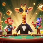Experience the thrill of gaming at 888New with a lively 3D scene featuring gambling characters and vibrant casino elements.
