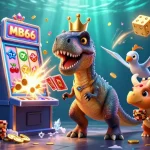 Engage with MB66 in a vibrant 3D casino scene filled with cartoon characters, slot machines, and jackpot excitement.