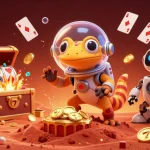 Win big at 33WIN with a 3D Martian scene featuring slots, gold coins, and excitement!