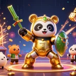 Experience thrilling action at Jun88 with a mech-suit panda battling in a vibrant casino scene.