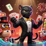 Play g28 slots with stylish characters in a vibrant 3D casino scene of luck and excitement.