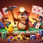 Engage with c168 casino thrills as you witness a treasure hunter mole gather riches amidst a vibrant poker scene.