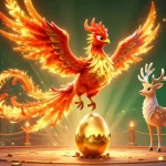 Experience thrilling adventures at tr88 with a dynamic scene of a phoenix and stag in a vibrant casino atmosphere.