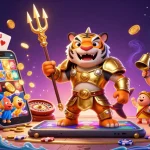Experience thrilling gameplay at u888com with a cartoon tiger shark, slot games, and exciting underwater action.