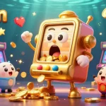 33win celebrates wins with a 3D golden slot machine hitting a jackpot, surrounded by cheering characters and gaming elements.