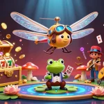 Experience thrilling gameplay at qq88 with a vibrant 3D illustration showcasing a casino scene filled with cards, gold rewards, and lively characters.