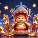 Sin88 captivates players with a dynamic game scene featuring a fierce hamster king amidst vivid casino elements.