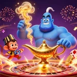 Experience the thrill of online blackjack real money with dynamic casino elements in a vibrant 3D scene.