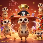 Engage with the vibrant website LUCK8 casino scene showcasing meerkats and dynamic gambling elements.